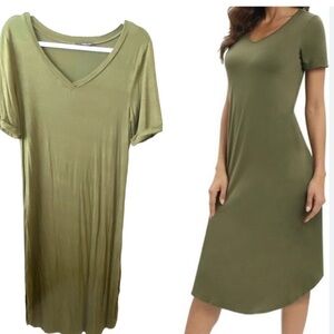 * West Kei Tee Shirt Dress Size Medium Olive Green